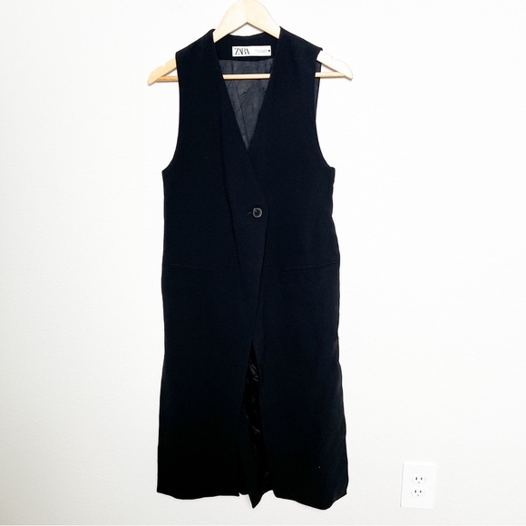 Zara Black Vest Jacket Sleek Layering Essential - Picture 3 of 8